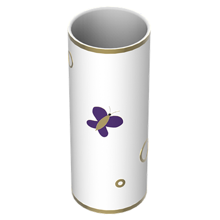 THG CAPUCINE MAUVE DECOR OR Ваза керамическая, настольная, декор золото/лиловый, цвет: белый