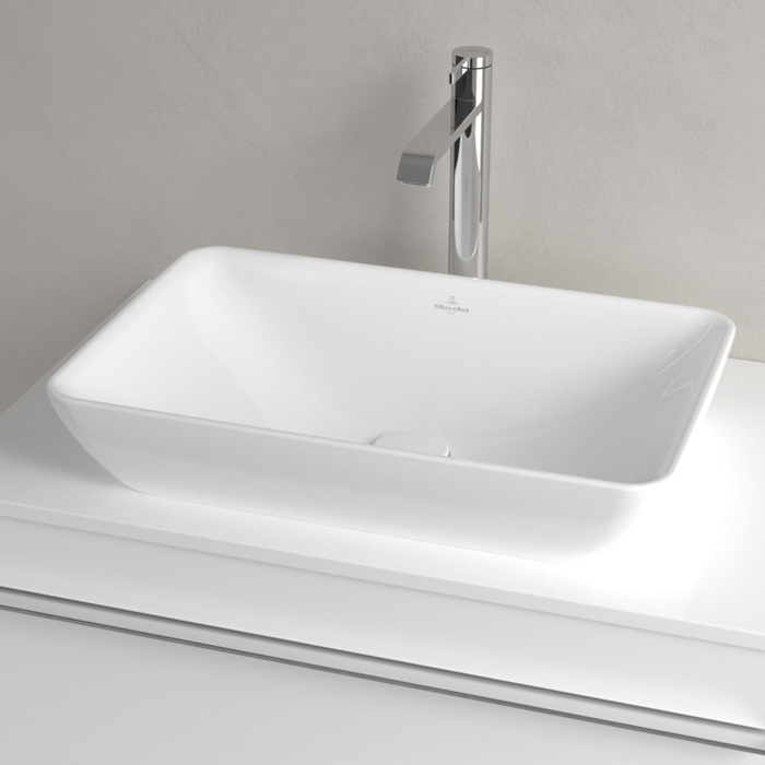 Villeroy&Boch Venticello Раковина накладная 55х36см, без отв., с переливом, CeramicPlus, цвет: альпийский белый