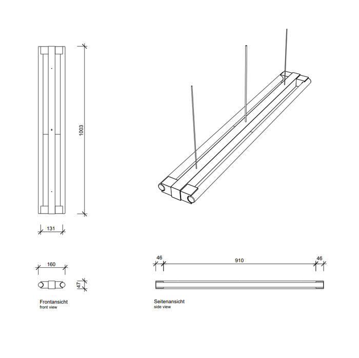 Decor Walther Omega 200 HL Светильник потолочный 100x5x12см, 2x S14S 100cm, цвет: хром