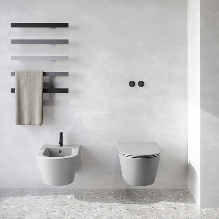 Catalano Zero Унитаз подвесной 55x35см, безободковый, смыв Tornado, покрытие Twinglaze+, цвет: Cemento Satinato