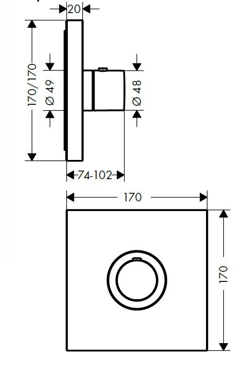 Axor ShowerSelect Термостат Highflow, квадратный, внешняя часть, цвет: хром