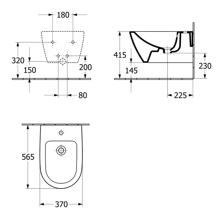 Villeroy&Boch Subway 2.0 Биде подвесное 37х56.5х28см., 1 отв., CeramicPlus, цвет: альпийский белый