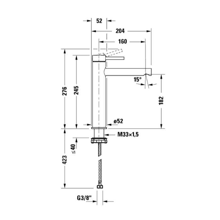Duravit Circle L Смеситель для раковины, высокий, 1 отв., цвет: черный матовый