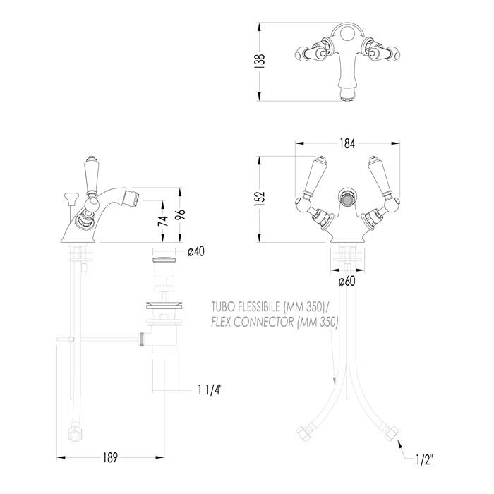 Devon&Devon Dandy Смеситель для биде, на 1 отв., цвет: бронза