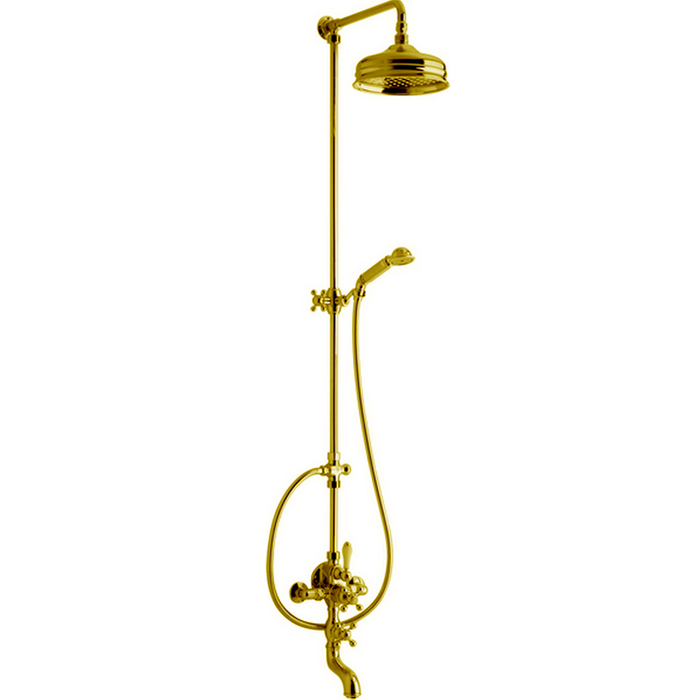 CISAL Arcana Термостатический смеситель для ванны/душа с душевым комплектом и верхним душем, цвет: золото
