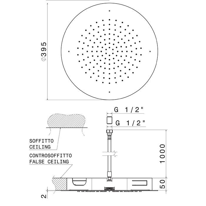 Newform Head Showers Верхний душ 40cм, потолочный, скрытый, PVD copper bronze
