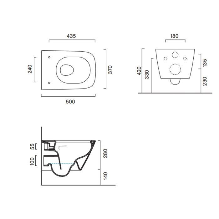 Catalano Green Унитаз подвесной 50х37см, безободковый, смыв Tornado, покрытие Cataglaze+, цвет: белый глянцевый