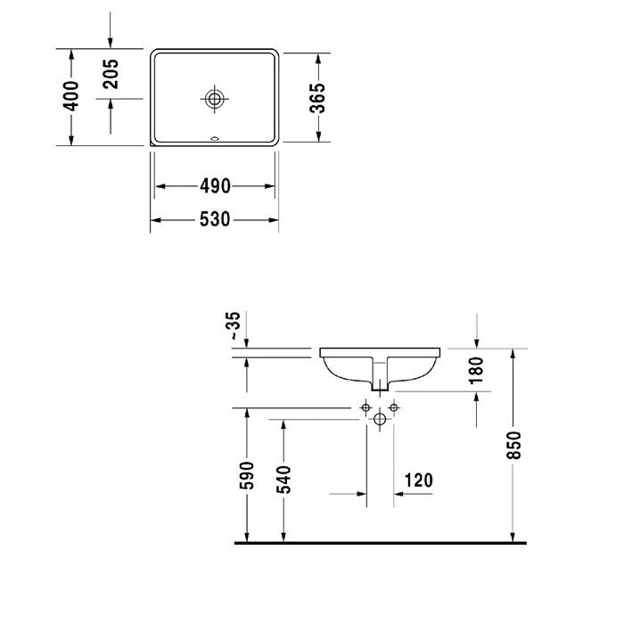 Duravit ME by Starck Раковина 49 см, без отв., цвет: белый