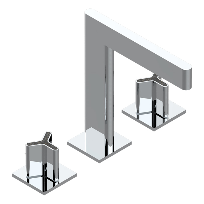 THG ICON-X CARBONE GOLD Смеситель для раковины, 3 отв., с донным клапаном, цвет: хром