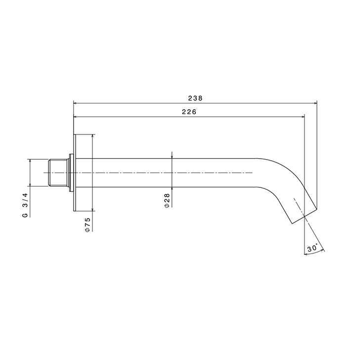 Newform X-STEEL 316 Излив для ванны, настенный, L=22.6см., G3/4" , цвет: INOX