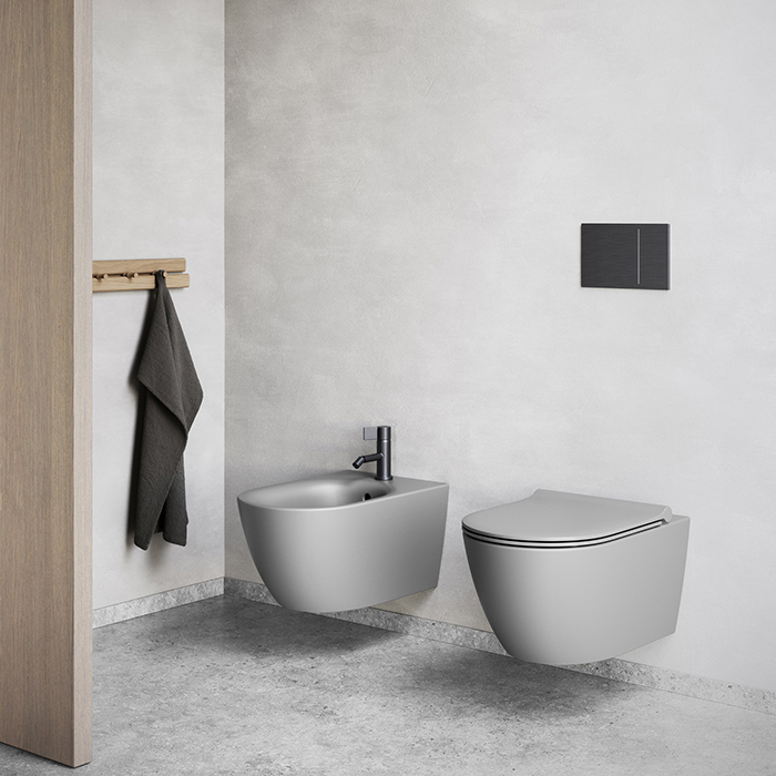 Catalano Sfera Унитаз подвесной 55х35см, безободковый, смыв Tornado, покрытие Twinglaze+, цвет: Cemento Satinato