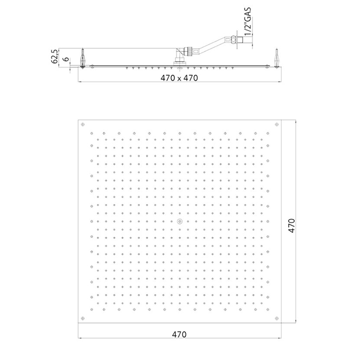 BOSSINI PARIS-CUBE Верхний душ 470 x 470 мм, FLAT, цвет: хром