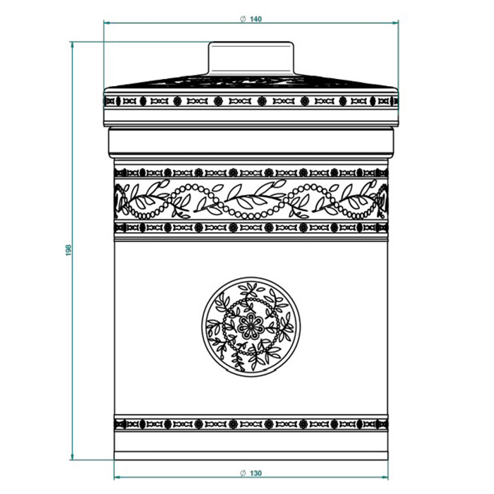 THG MARQUISE NOIR DECOR OR Банка керамическая с крышкой, настольная, декор черный/золото, цвет: белый