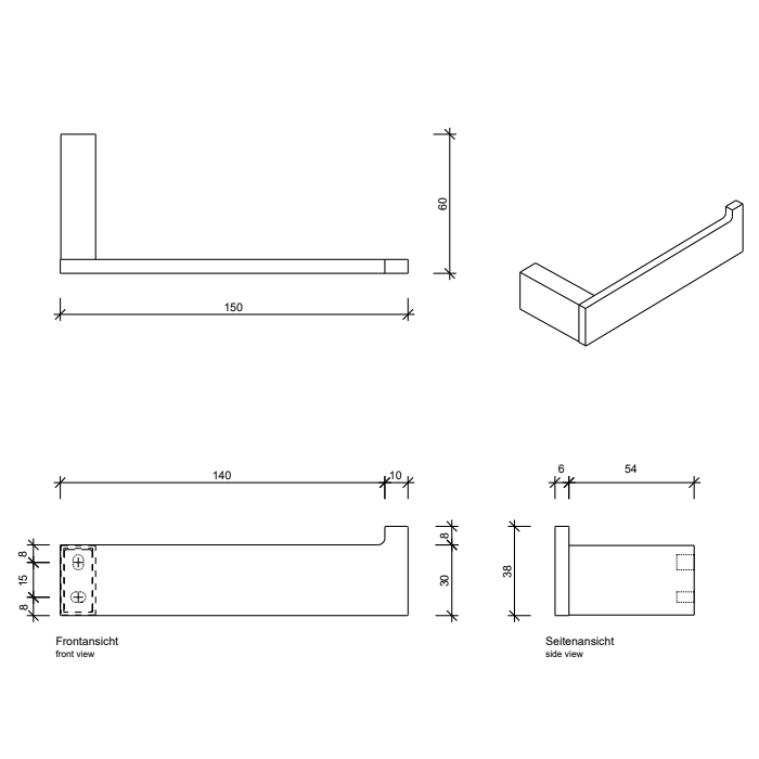 Decor Walther Contract Держатель т/б, подвесной, цвет: черный матовый