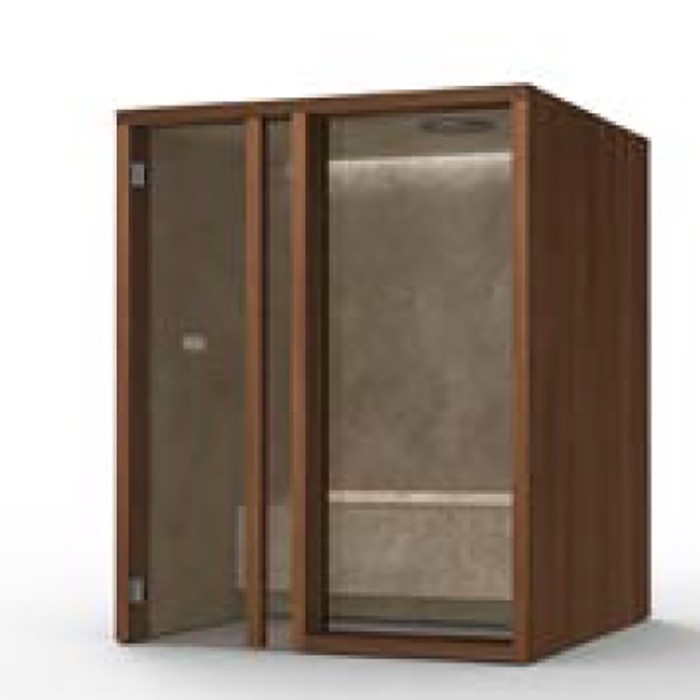 Effegibi Yoku H Glass Хаммам 174x170х214см, угловая Dx, цвет: осина термообработанная/Calacatta Gold Extra