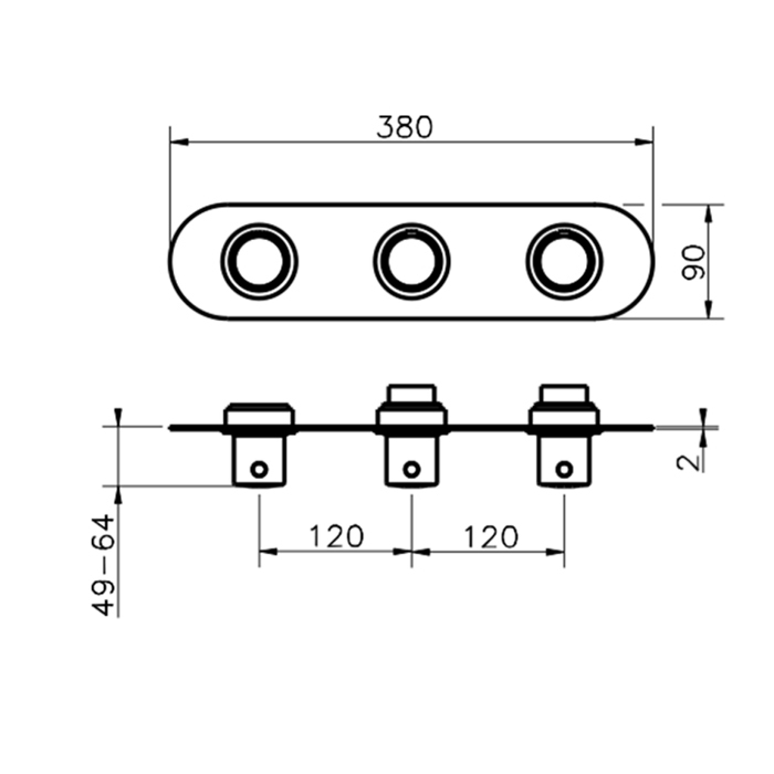 Cisal Slim Смеситель для ванны, термостатический, с переключателем на 2 потока, цвет: черный матовый