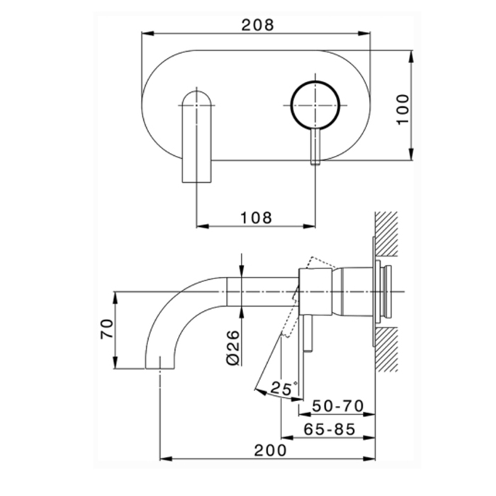 Cisal Less New Смеситель для раковины, встраиваемый, излив: 20см, цвет: черный матовый