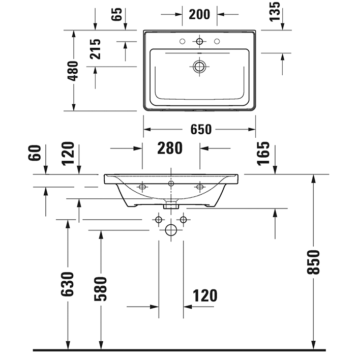 Duravit D-Neo Раковина 65х48см., накладная, с переливом, 1 отв., цвет: белый