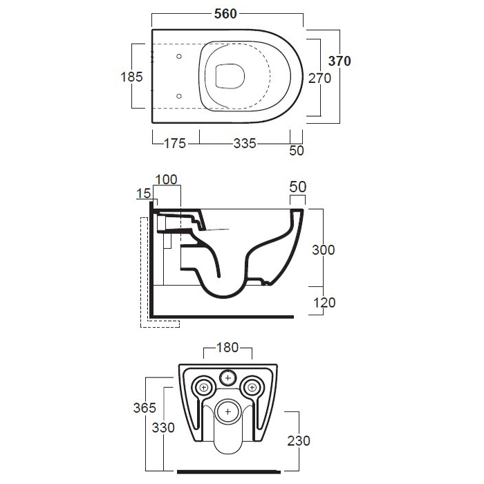 Simas Trevi Унитаз 56х37см., подвесной, безободковый, цвет: белый матовый