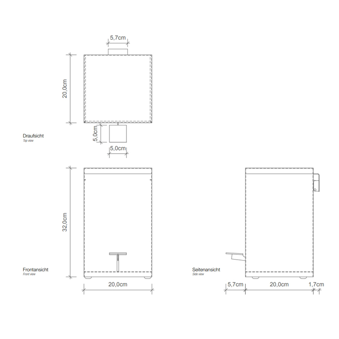 Decor Walther TE 70 SC Ведро 20x20x32см, с педалью и крышкой, softclose, напольное, цвет: сталь матовая