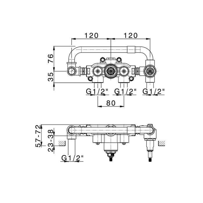 Cisal Hi-Rise Встраиваемая часть термостатического смесителя для ванны