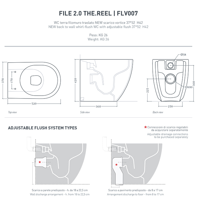 Artceram File 2.0 Унитаз напольный 37х52см, безободковый, слив универсальный, турбо смыв the.reel, saniglaze, цвет: белый глянцевый