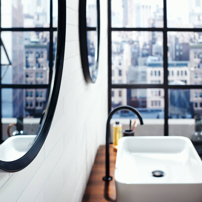 Axor One Смеситель для раковины, 1 отв., излив h260мм, Select, со сливом push-open, цвет: черный матовый