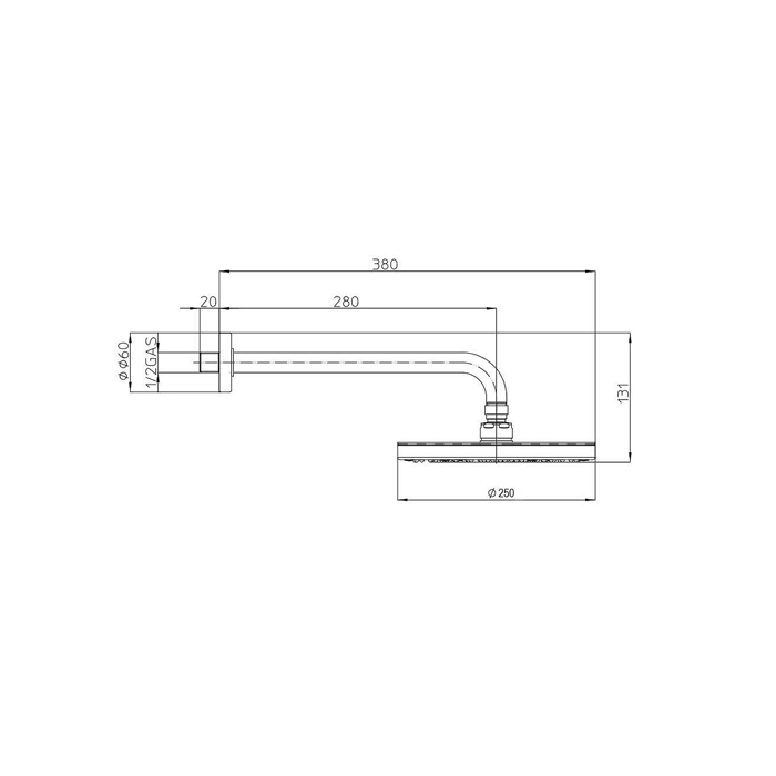 Bossini Elios Верхний душ Ø250 мм., с настенным держателем 300 мм., цвет: черный матовый
