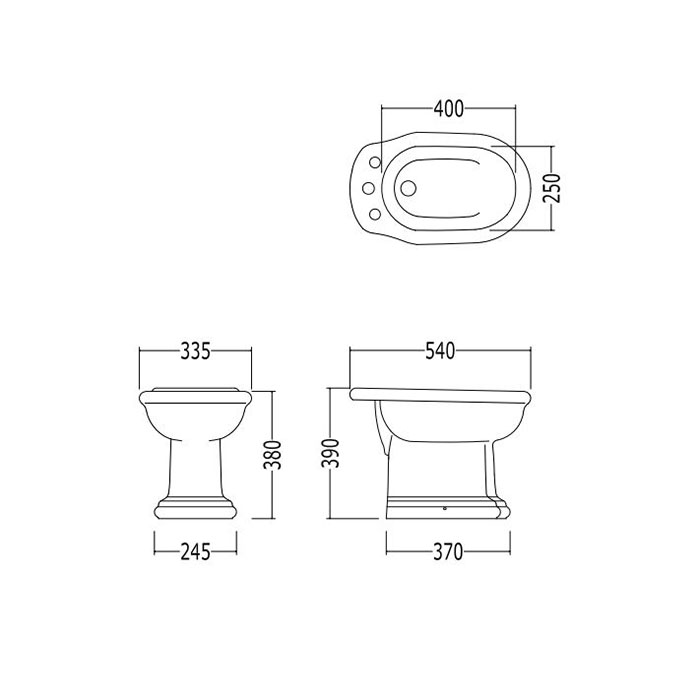 Devon&Devon New Etoile, Биде напольное 54х33см, с одним отверстием, цвет: белый / хром