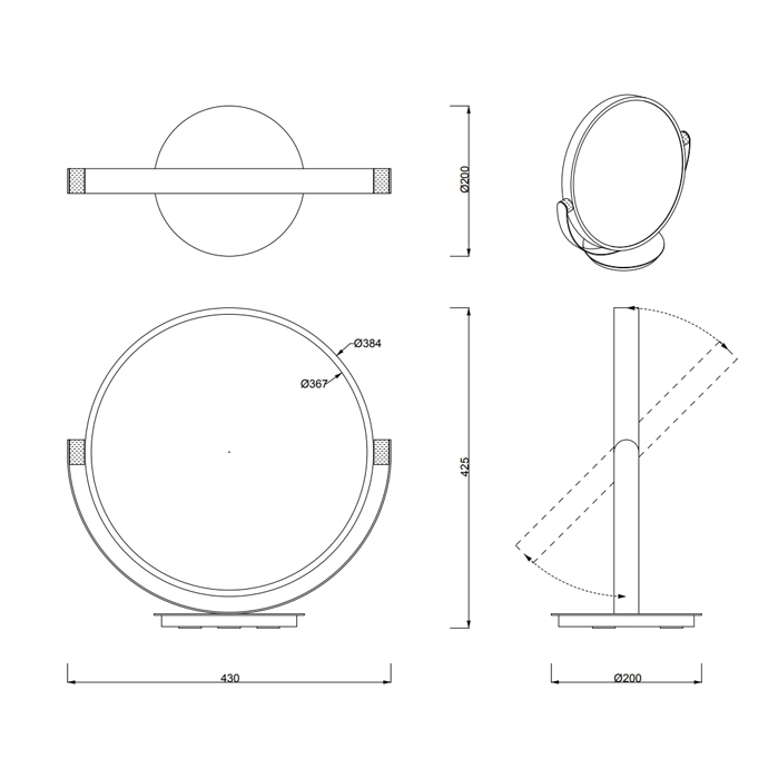 Decor Walther Club Vanity Косметическое зеркало 43см, настольное, увел. 5x, цвет: хром