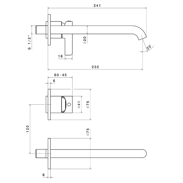 Newform Blink Chic Смеситель для раковины, встраиваемый, длинный излив, внешняя часть, цвет: хром
