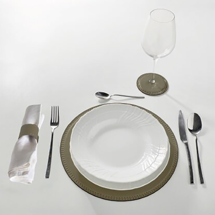 3SC Meridien Коврик 30х0.5см., настольный, круглый, гладкая кожа, цвет: Tortora