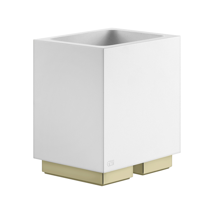 Gessi Inverso Accessories Стакан настольный, цвет: белый/Brass Brushed PVD