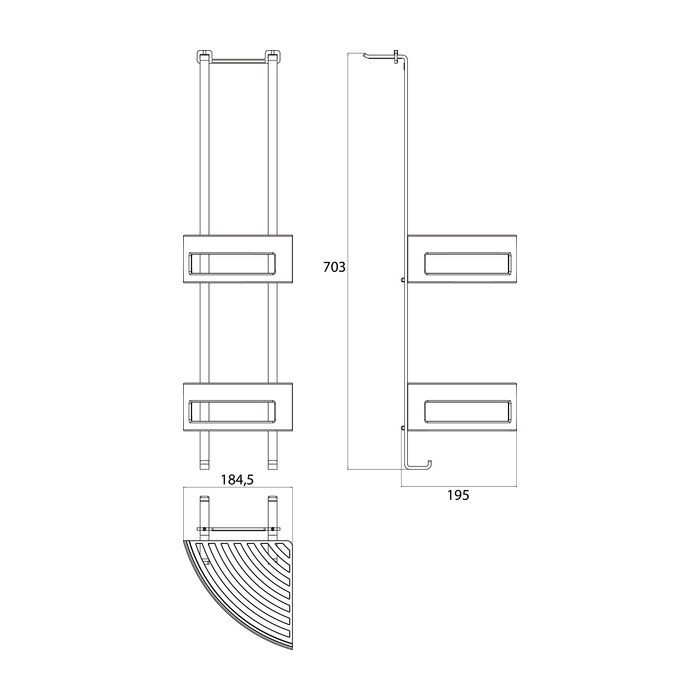 Emco System2 Навесная полка на душевую дверь, 2 угловые корзины, подвесной, цвет: хром