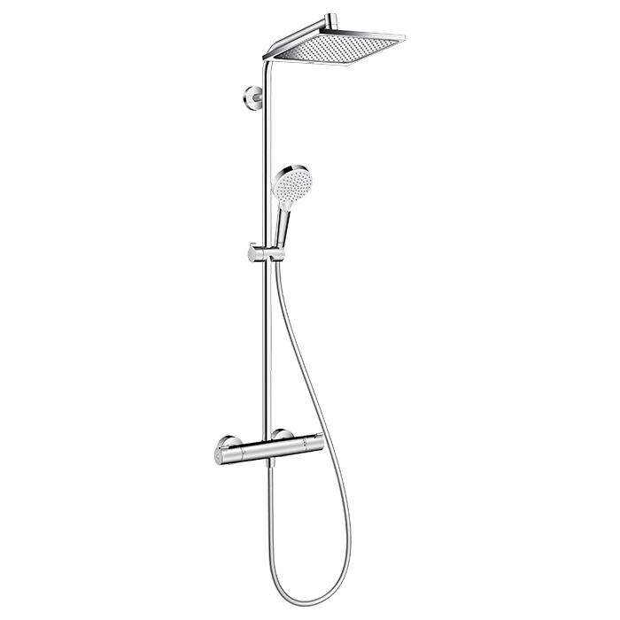 Hansgrohe Showerpipe Crometta E Душевая стойка: термостатический смеситель, верхний душ 24см, ручной душ, шланг, цвет: хром
