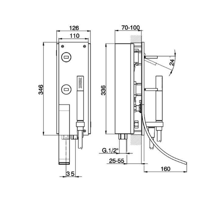 Cisal Wave Смеситель для ванны, встраиваемый, с ручным душем, цвет: хром