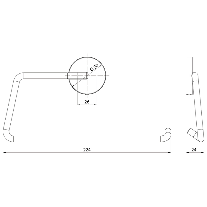 Emco Round Полотенцедержатель-кольцо 22.4см., подвесной, 224 mm, цвет: черный