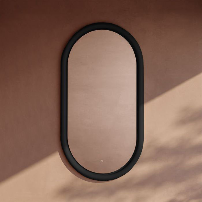 Artceram Milano Зеркало 55х100 см в керамической раме с LED-подсветкой и сенсорным выключателем, цвет: черный глянцевый