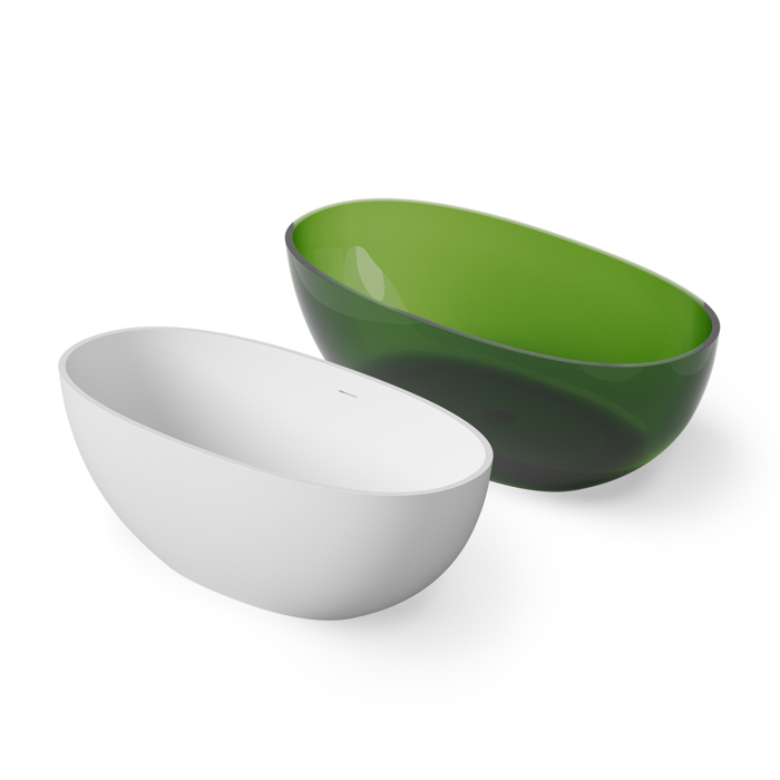 Dea Design Nature Ванна 155х75х55см., отдельностоящая, Glasstech, прозрачная смола, цвет: Emerald R3
