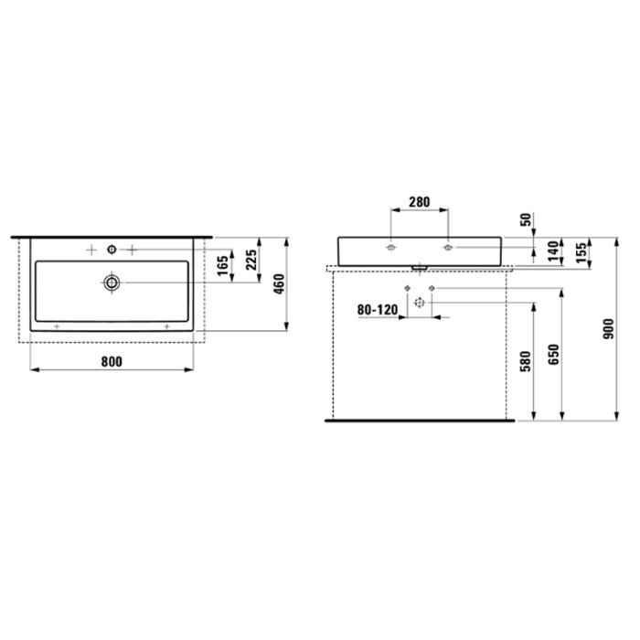 Laufen Living City Раковина 80х46х14 см, 1 отв., цвет: белый