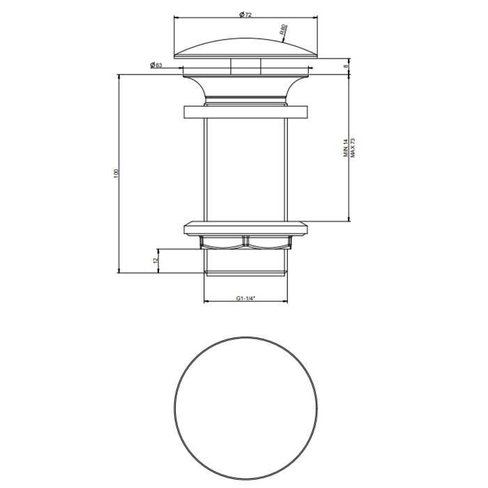 Gessi Technical accessories Донный клапан свободного слива для раковины без перелива, цвет: Black XL