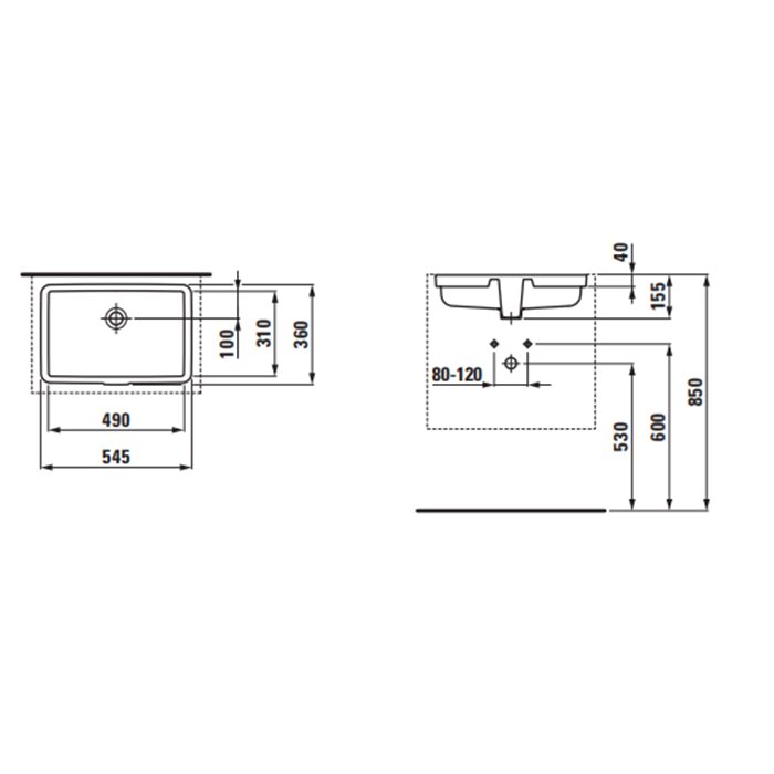 Laufen Living City Раковина 49х31х15.5 см, без отв., цвет: белый