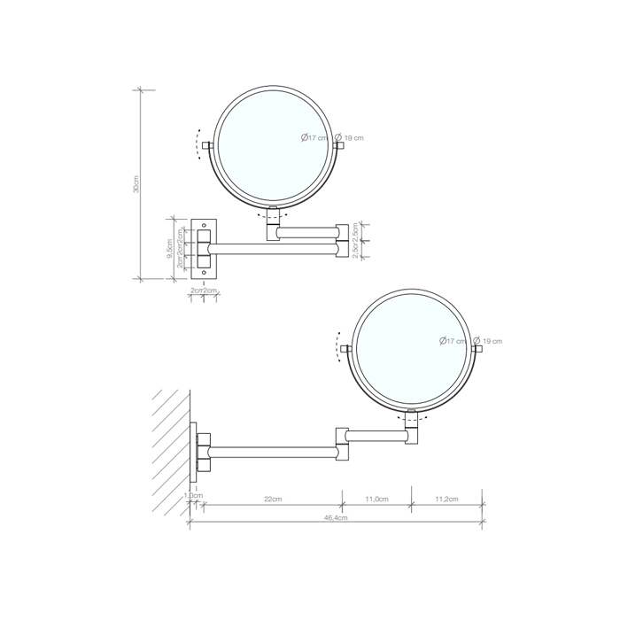 Decor Walther SPT 33 Косметическое зеркало 19см, подвесное, увел. 5x, цвет: хром