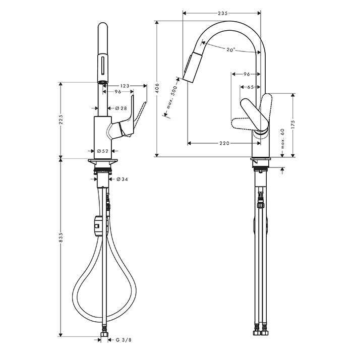 Hansgrohe Focus Смеситель для кухни, на 1 отв., цвет: хром