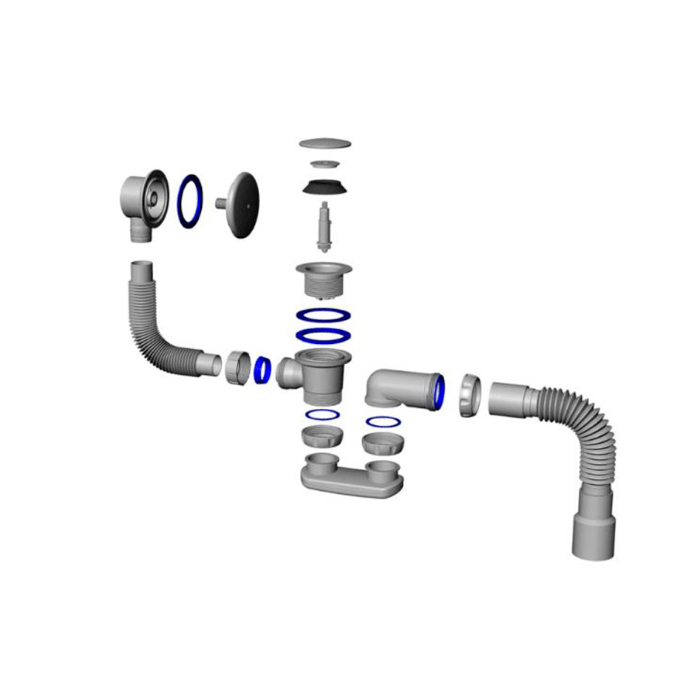 Salini Сифон с переливом для ванны, чашка из нержавеющей стали клик-клак, цвет: хром