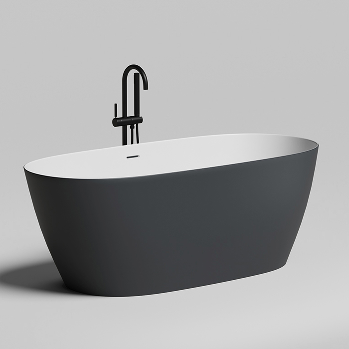 Salini Sofia Ванна отдельностоящая 165x75x60.5см, донный клапан белый, сифон, слив-перелив, мат-л: S-Stone, матовый, цвет: RAL 9011