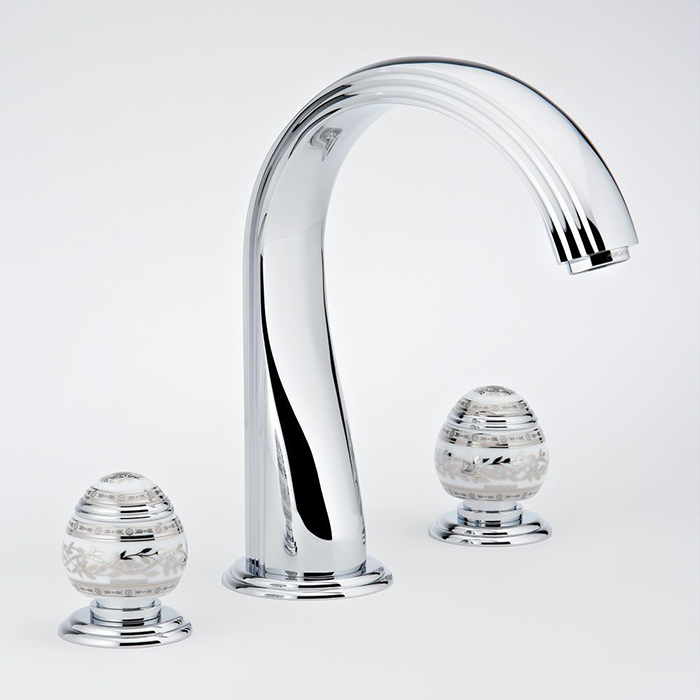 THG Marquise porcelaine blanche Смеситель для ванны, 3 отв., цвет: хром/платина/белый фарфор