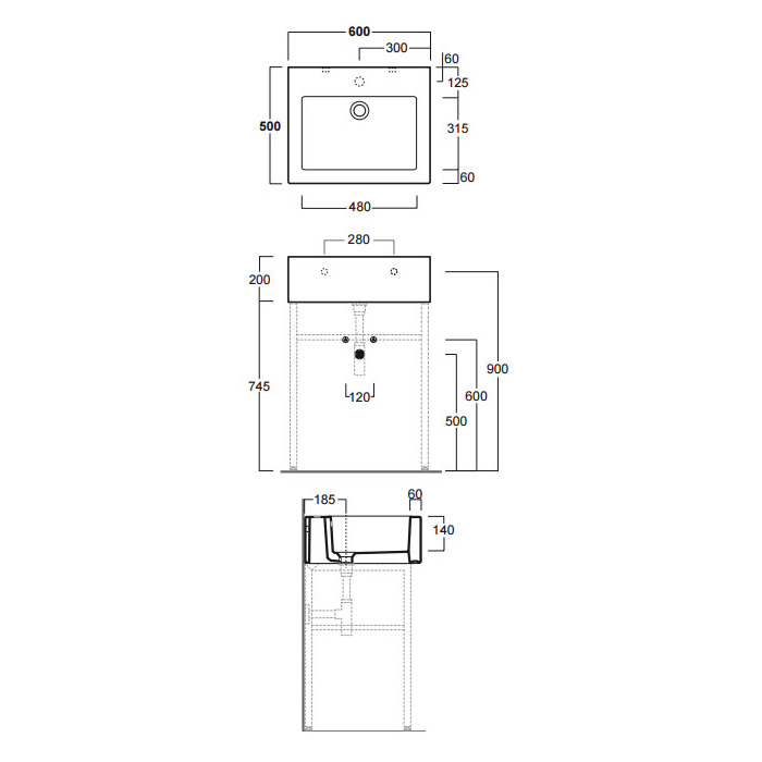 Simas Frozen Консоль 90х50см., напольная, без отв., цвет: белый