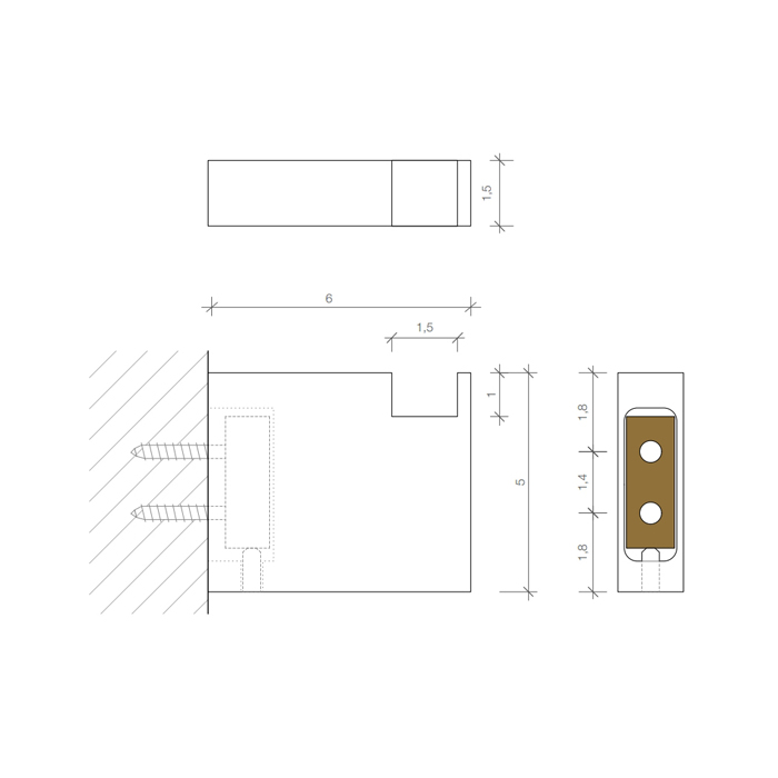 Decor Walther Brick HAK1 Крючок подвесной, цвет: хром