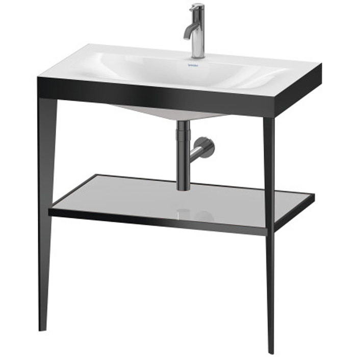 Duravit XViu Консоль напольная, 80x48x85см с полкой, с раковиной без перелива, 1 отв., цвет: black matt/crome